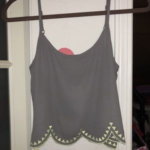 Gray tank with Scalloped bottom